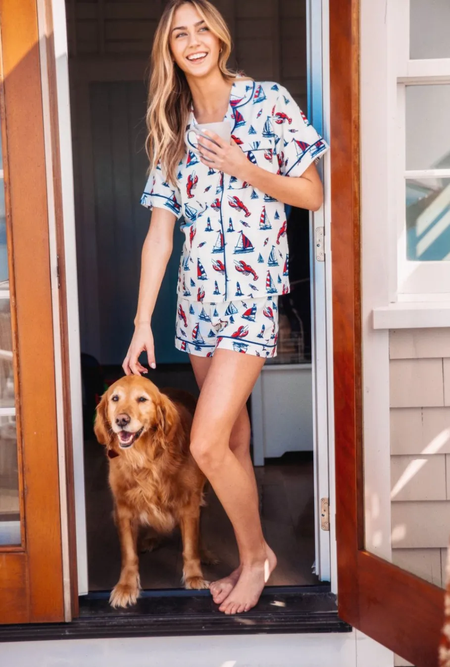 Online Kiel James Patrick Lobster Buoy Drawstring Shorts Pajama Set
