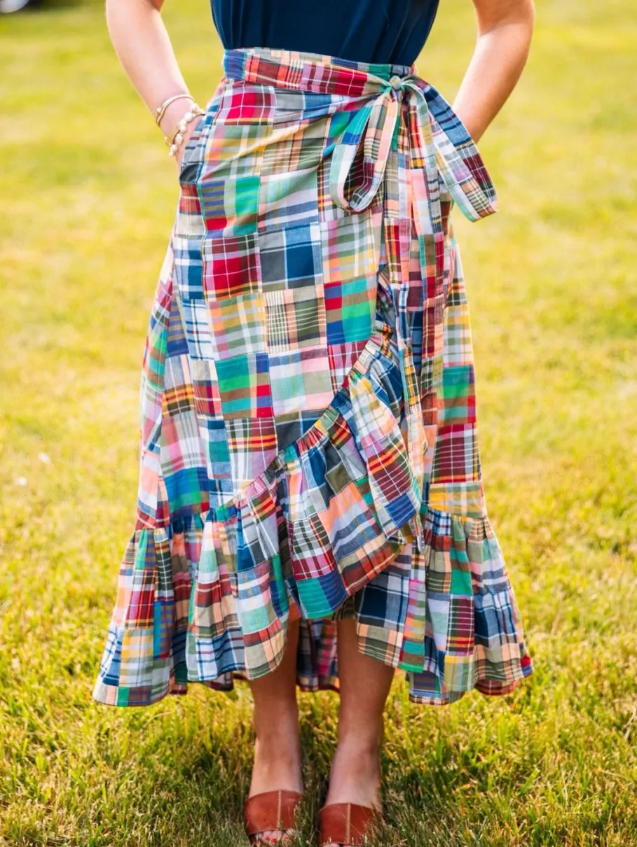 Sale Kiel James Patrick Montauk Patchwork Madras Skirt