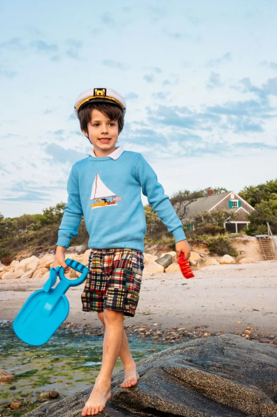 Clearance Kiel James Patrick Ruff Day At Sea Kids Sweater- Light Blue