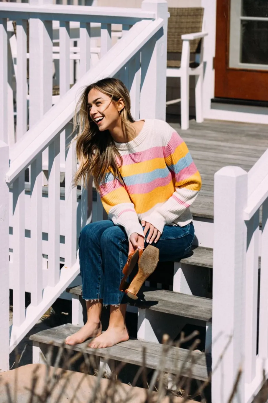 New Kiel James Patrick The Sunset Striped Sweater